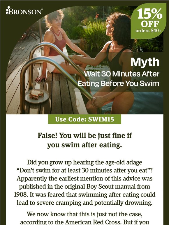 Summer Wellness Myth: Wait to Swim After Eating