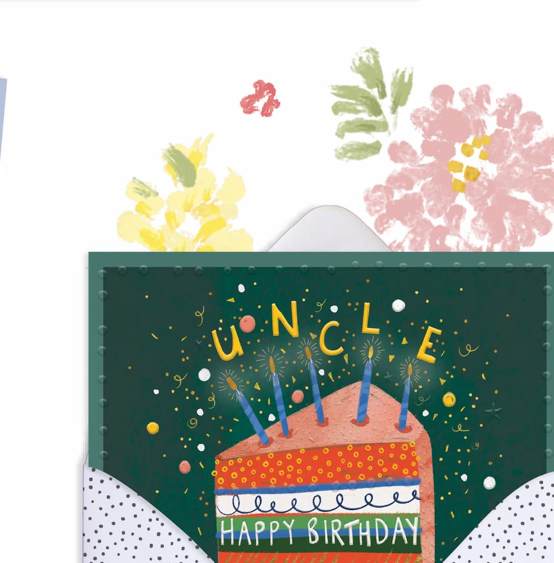DARK GREEN CAKE UNCLE BIRTHDAY CARD