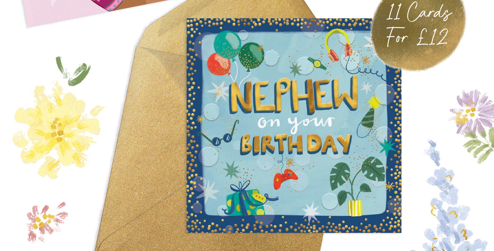 BRIGHT BLUE NEPHEW BIRTHDAY CARD