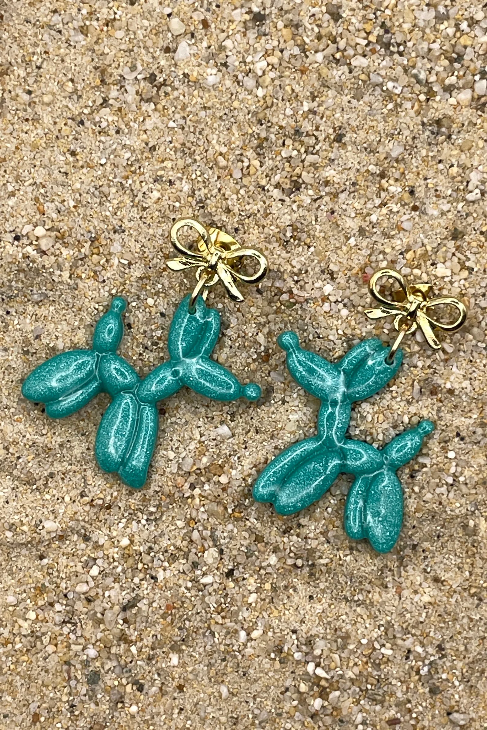 Fun - Balloon Dog Dangle Earrings: Handmade, Hand-Painted Polymer Clay