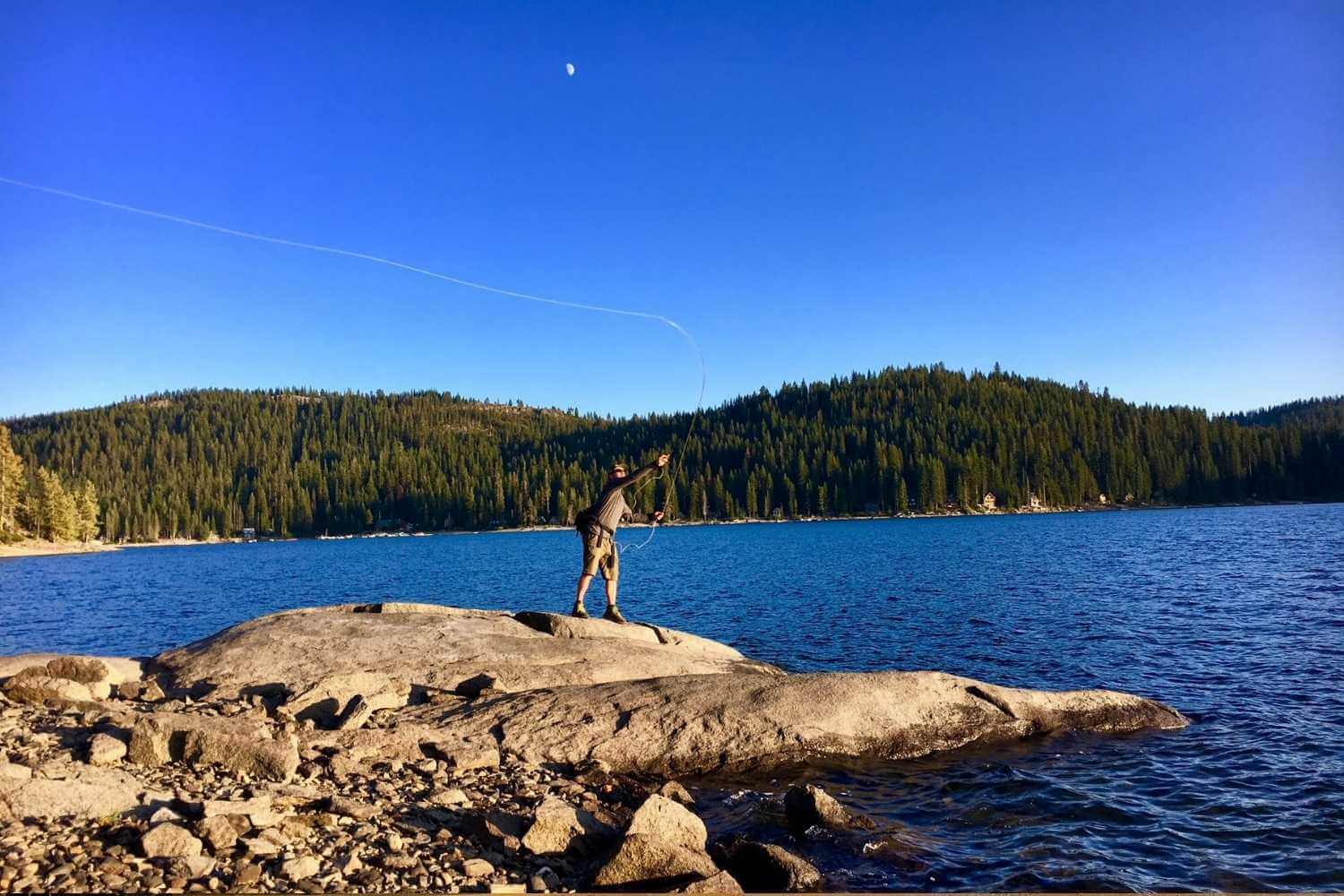 Fly fishing at Bucks Lake