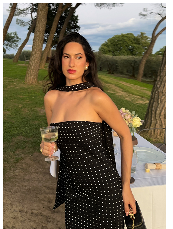 Under The Pagoda Maxi Dress - Black Polkadot