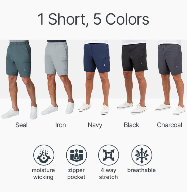 1 short, 5 colors