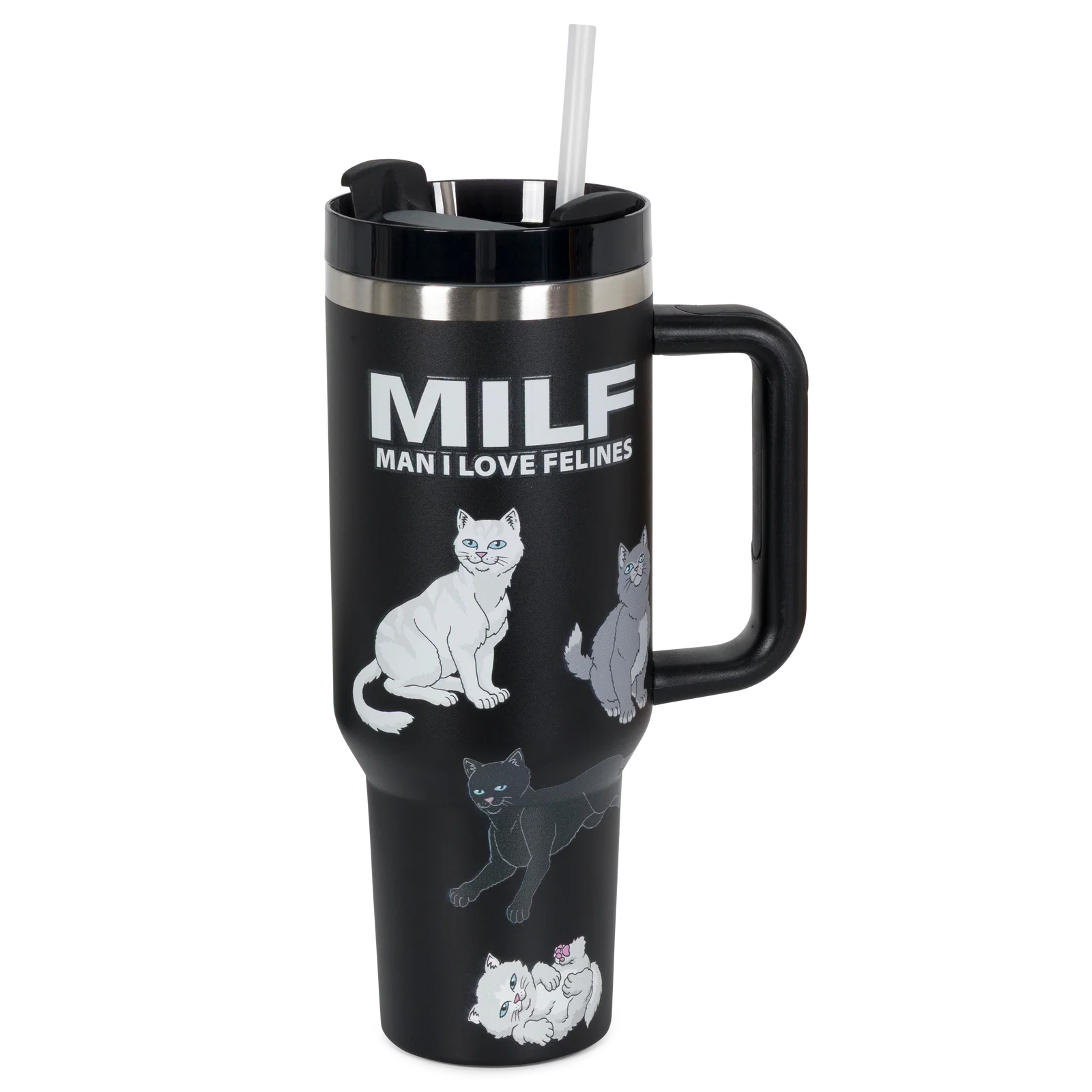 Image of Man I Love Felines Big Ol Cup Tumbler (Black)