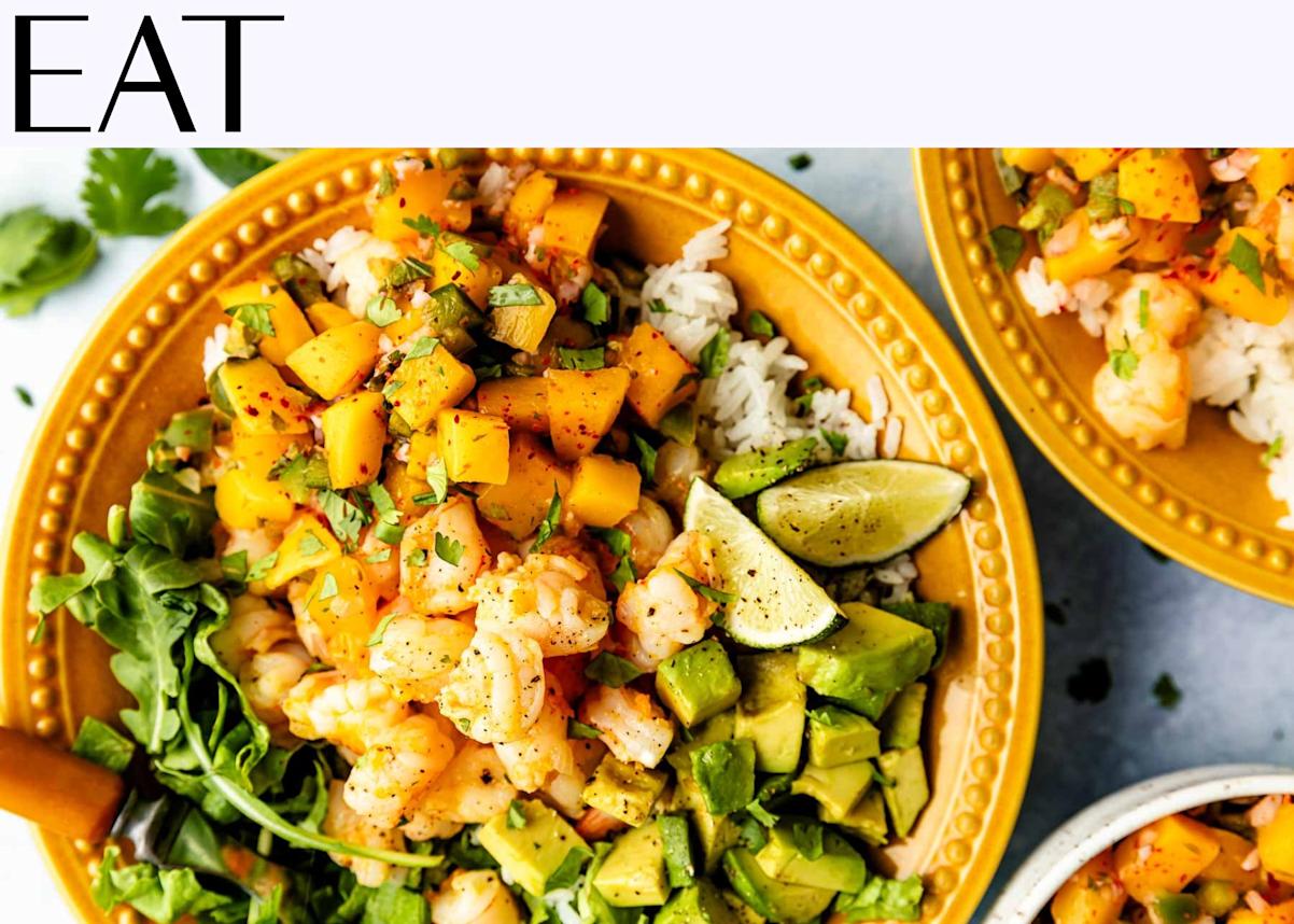 Plays Well With Butter’s Shrimp Rice Bowls With Mango Salsa