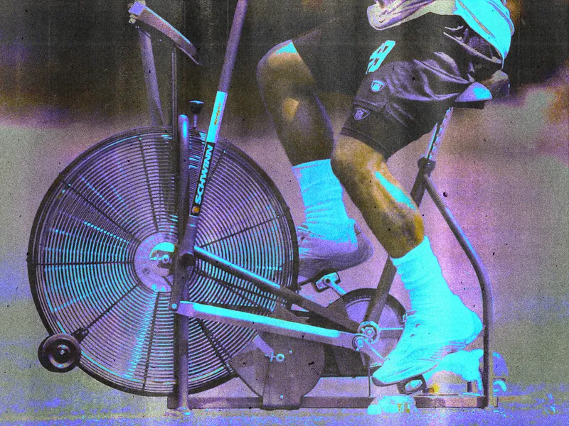 Image may contain: low impact cardio, Machine, Wheel, Adult, Person, Working Out, Fitness, Gym, and Sport