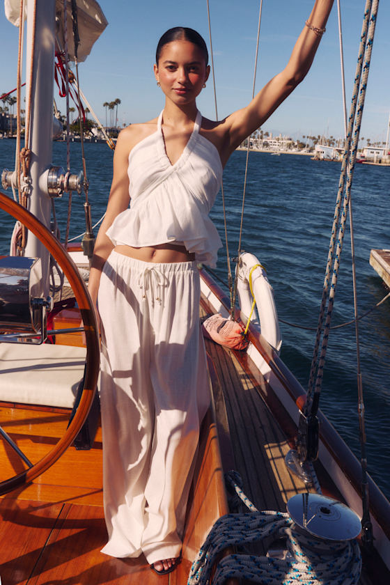 Image of Seaside Sweetie White Swim Cover-Up Pants