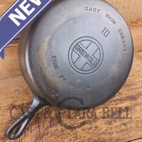 Hard to find BIG Skillet! 1930's Griswold #10 Skillet with Large Block Logo Smooth Bottom 716 A