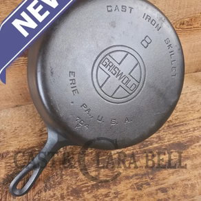 Gorgeous 1930's Griswold #8 Cast Iron Skillet with Large Block Logo, 704 K
