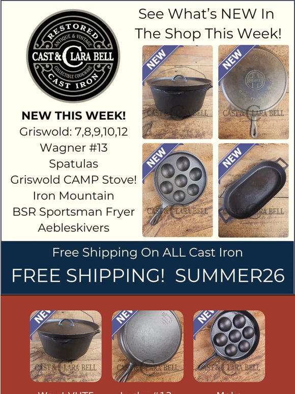 Summer Cooking! Griswold Skillets - Iron Mountain - Wagner - Dutch Ovens - Waffle Irons