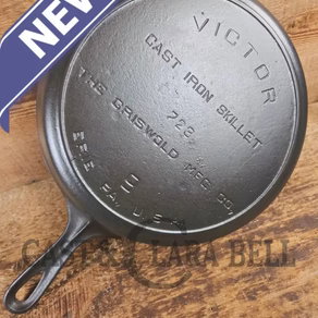 1920's Griswold's Victor #9 Skillet with Heat Ring, 723. A favorite of ours in the kitchen