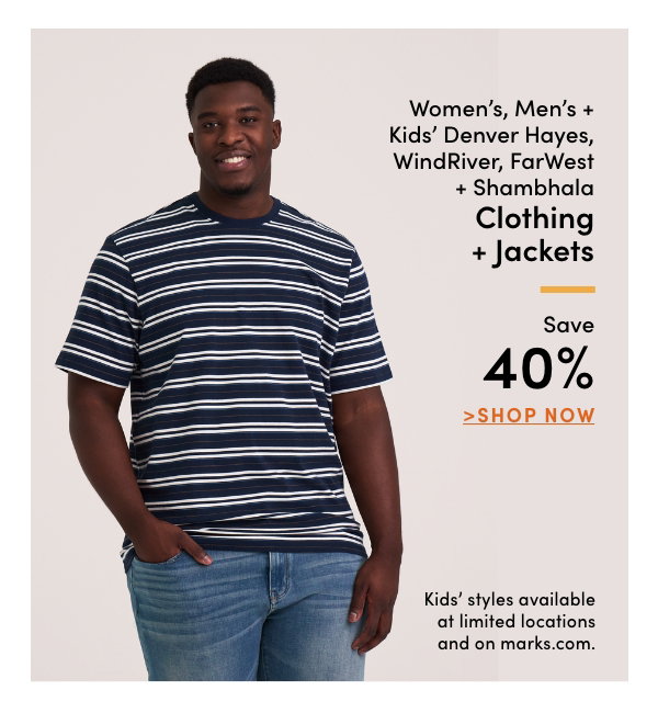 Women's, Men's + Kids' Denver Hayes, WindRiver, FarWest + Shambhala Clothing + Jackets Save 40%