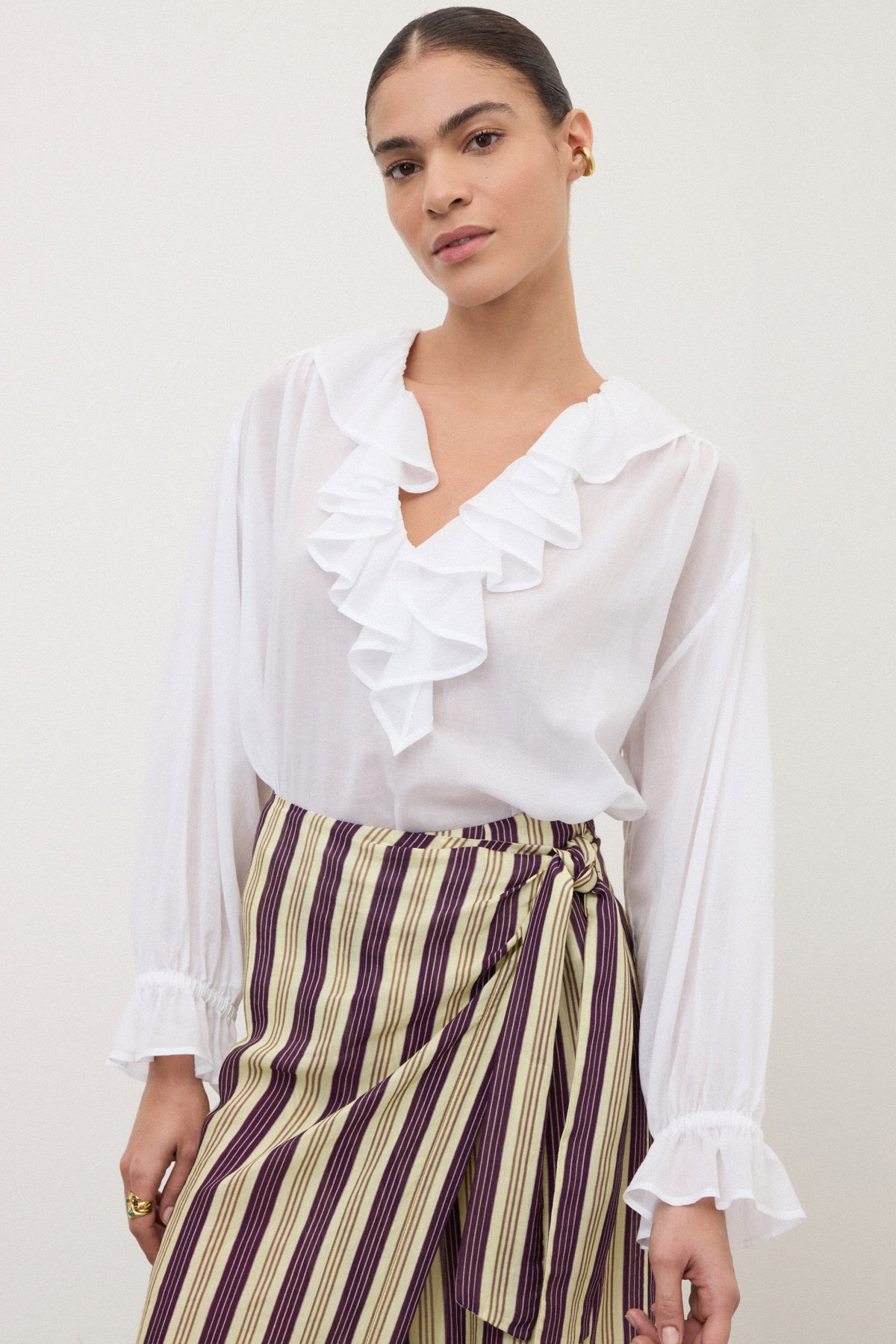 Camicia in cotone con volant