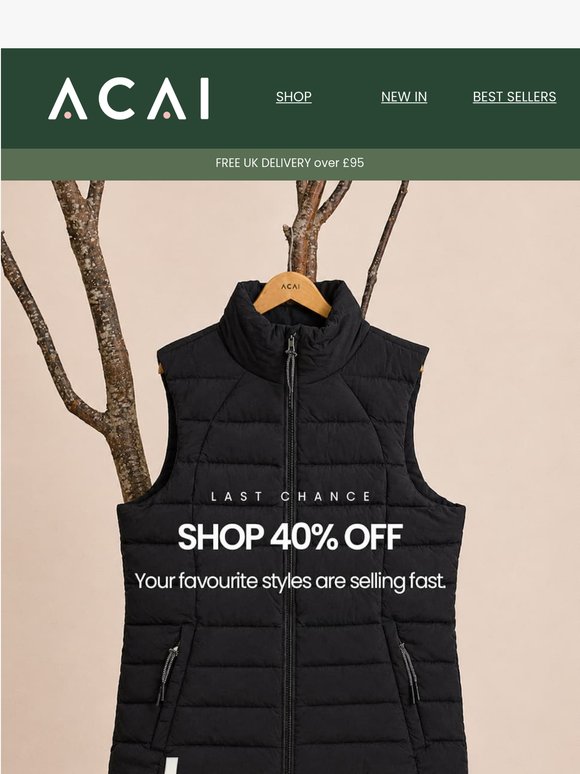 Almost Gone: 40% Off Sitewide