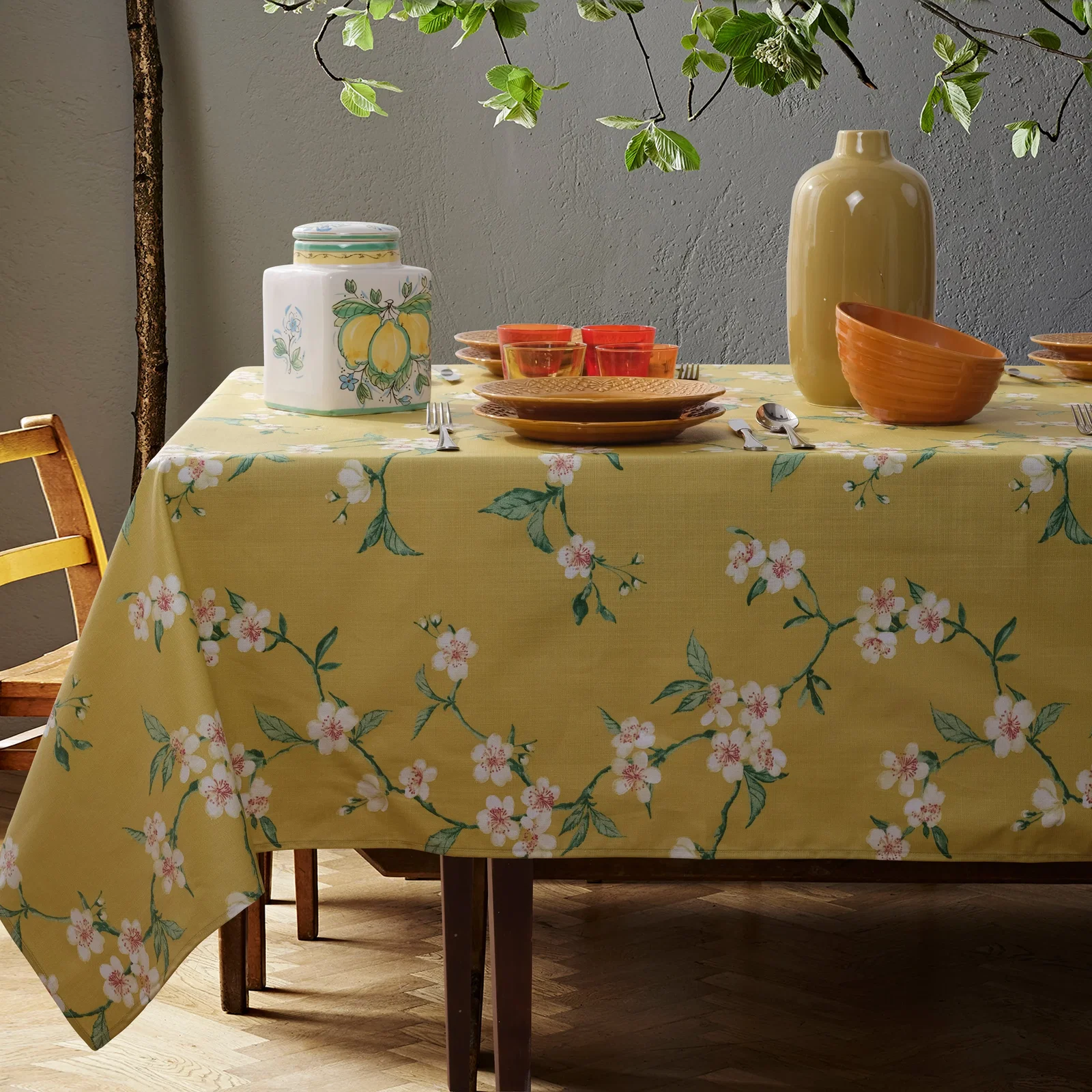Image of Tovaglia in Cotone Resinato <br>Fantasia Floreale - <b>Fleur
