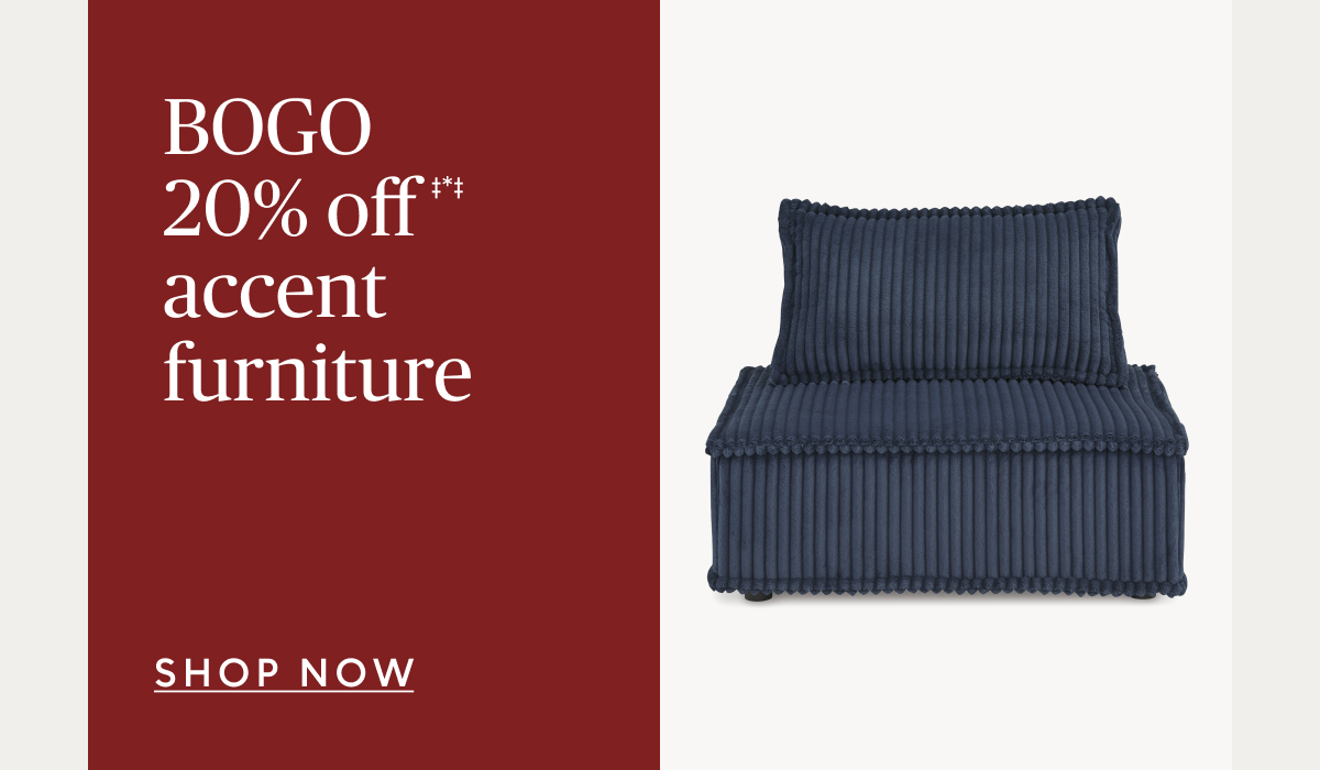 Buy one, get one 20% off accent furniture