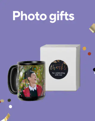 40% off custom cards, photo gifts, wrapping paper, banners, posters and yard signs
Cards & invitations
Photo gifts
Banners
Posters