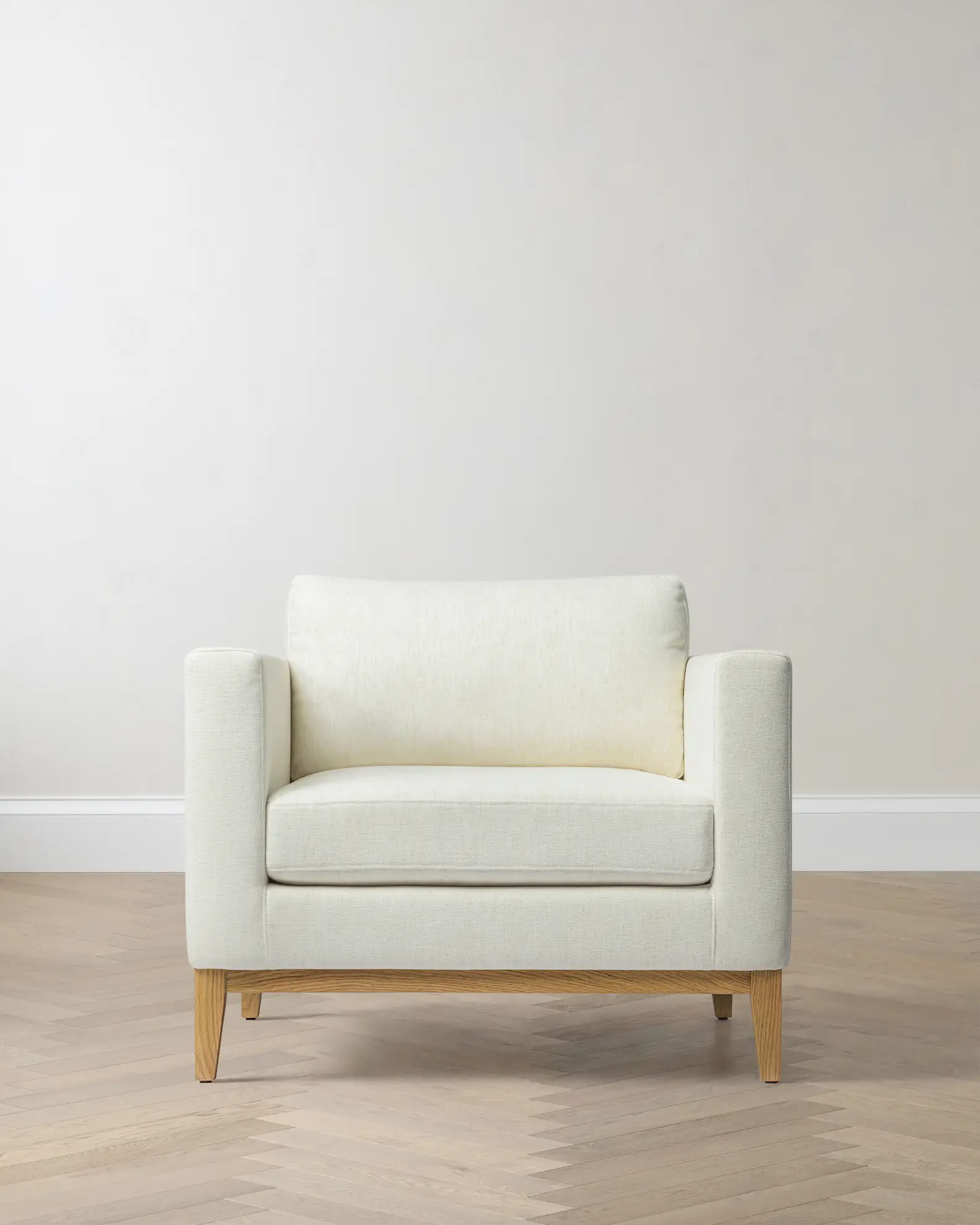 Performance Chenille Linen Blend Accent Chair with Solid Oak Base