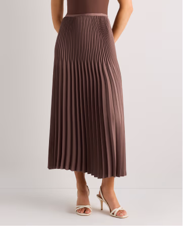 Pleated Matte Midi Skirt