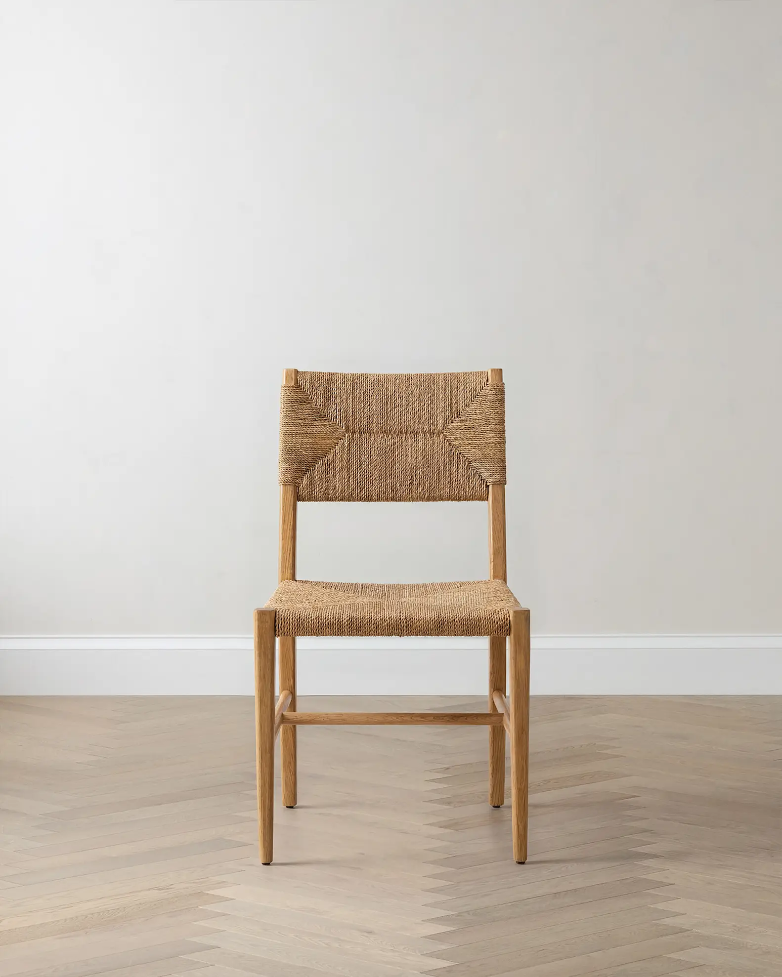 Woven Dining Chair with Solid Oak Frame (Set of 2)