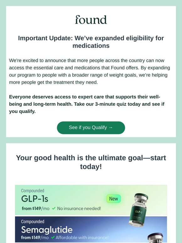 Important Update: We’ve expanded eligibility for medications