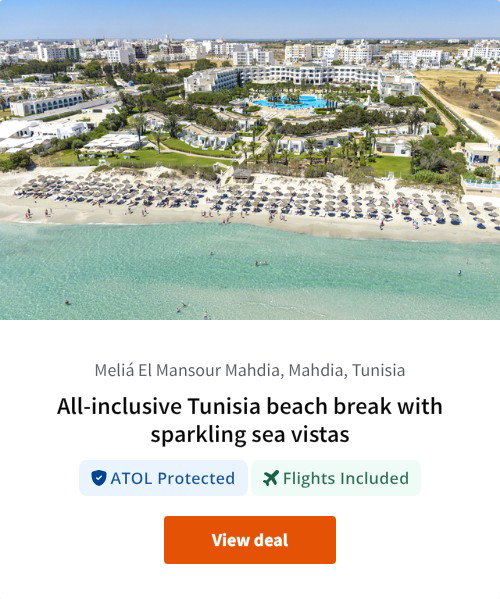 All-inclusive Tunisia beach break with sparkling sea vistas