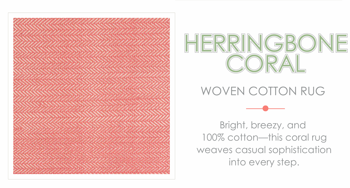 Herringbone Coral Woven Cotton Rug