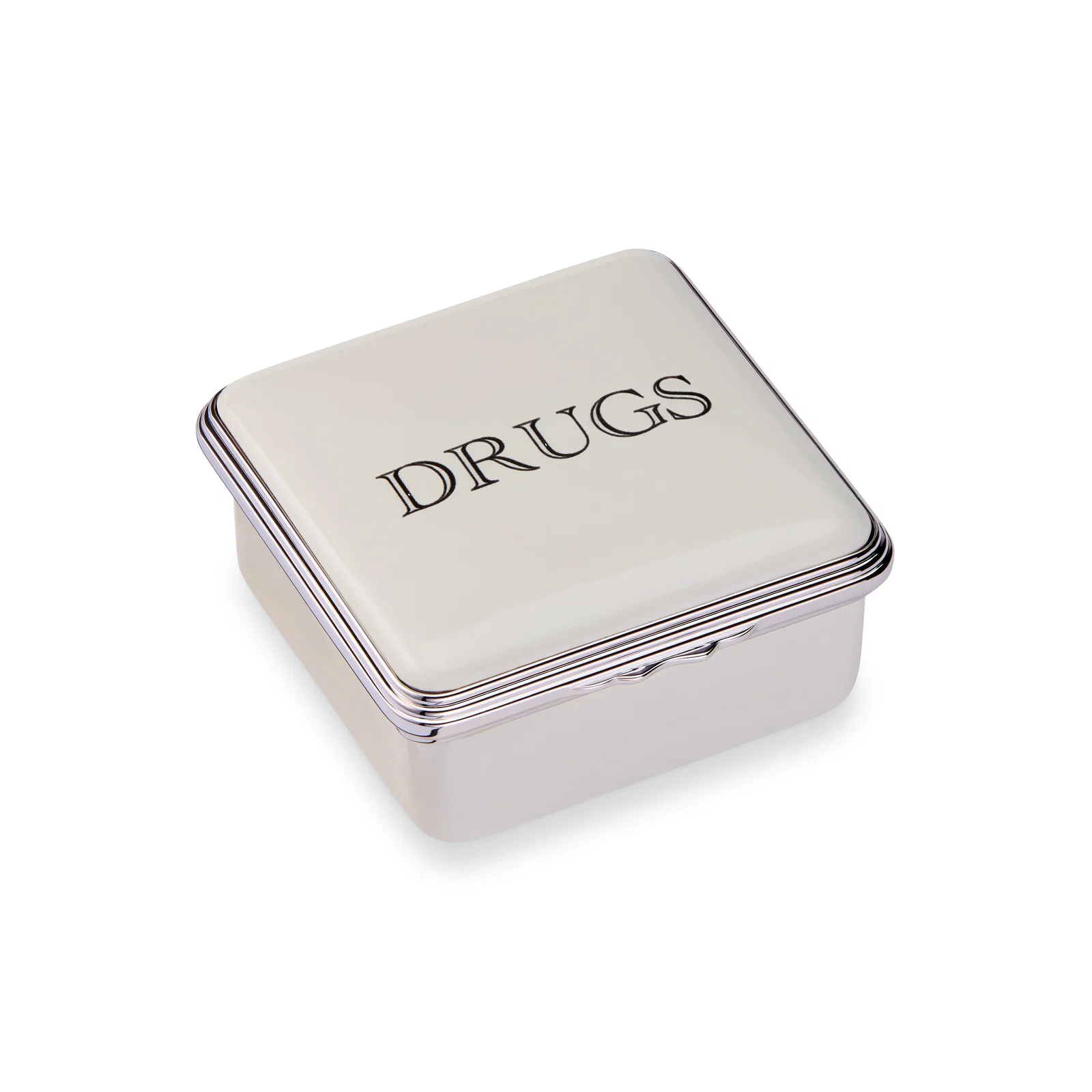 Image of D.R. Harris Square "Drugs" Enamel Box in Apothecary White
