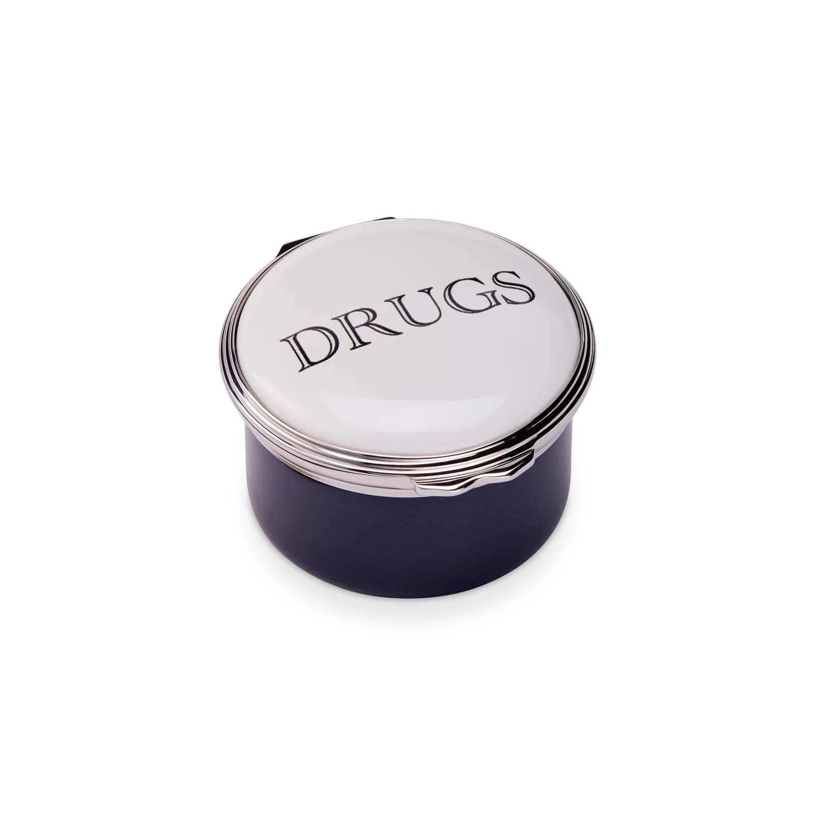 Image of D.R. Harris Round "Drugs" Enamel Box in King's Blue