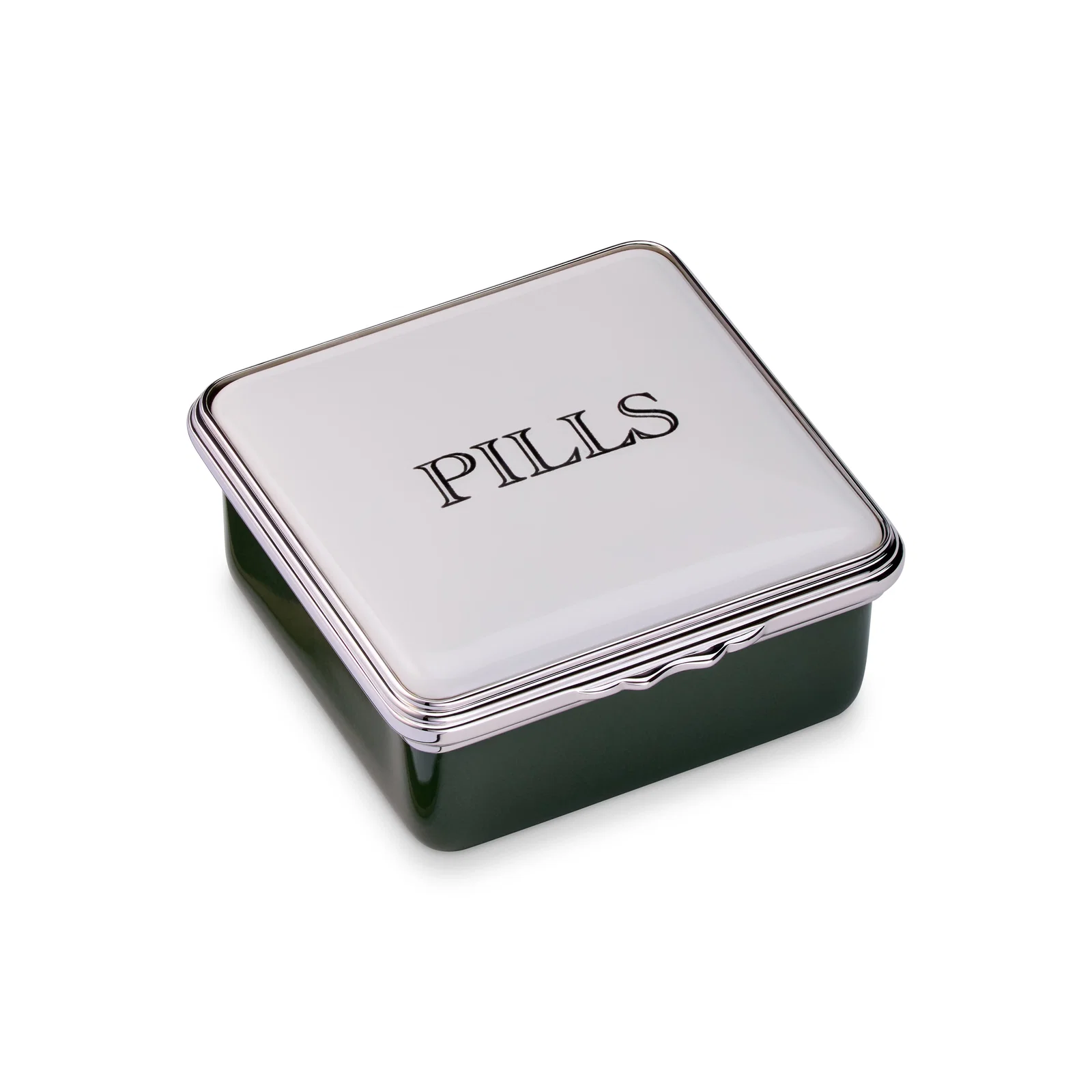 Image of D.R. Harris Square "Pills" Enamel Box in Balmoral Green
