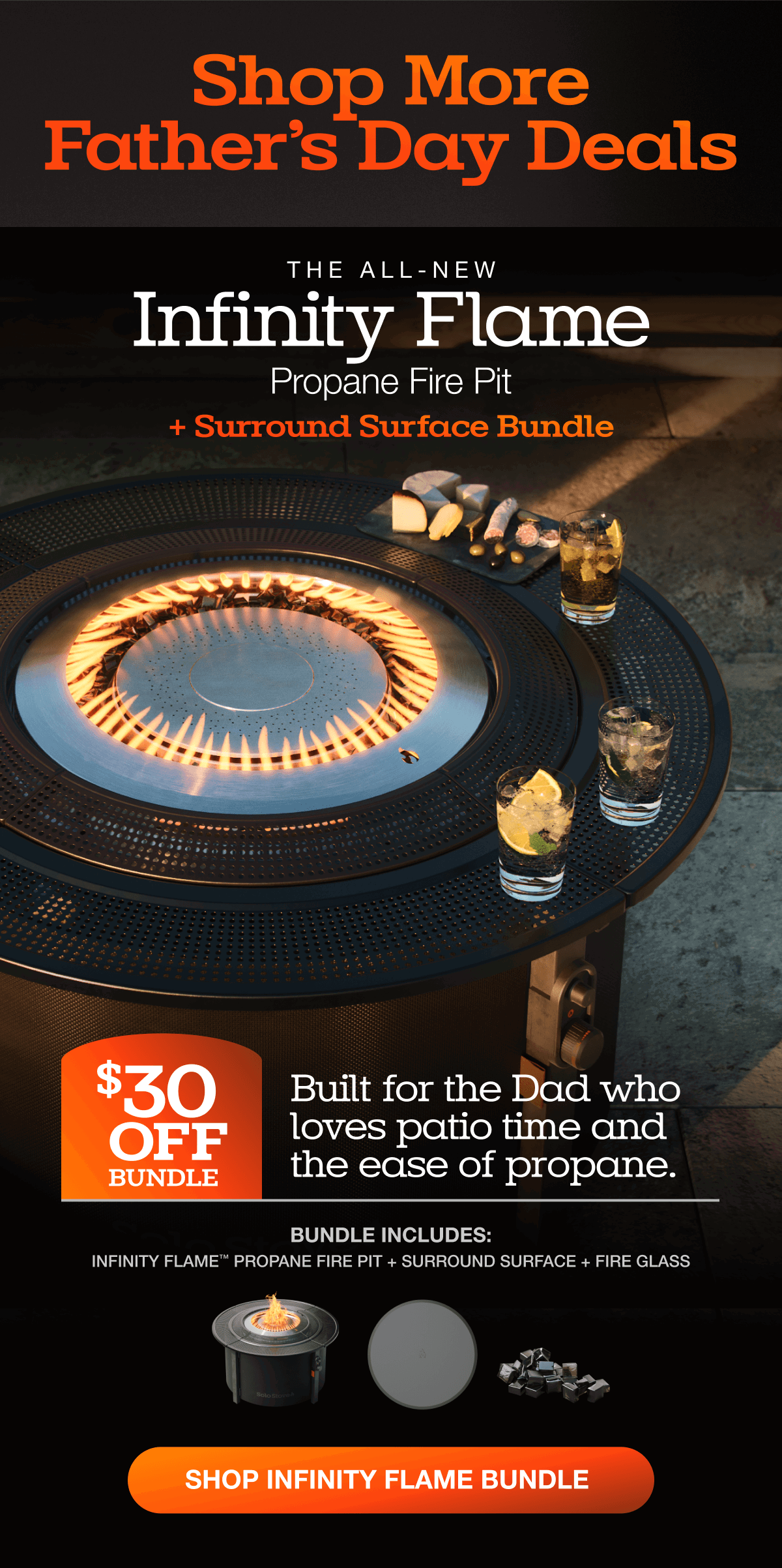 Infinity Flame Propane Fire Pit + Surround Surface