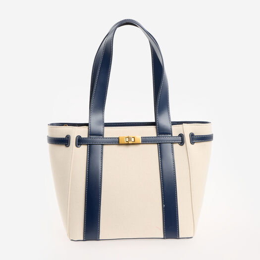 Navy & White Canvas Tote Bag 