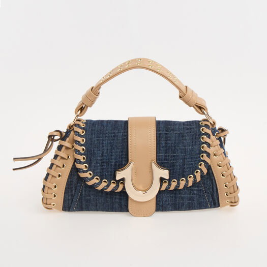 Blue Denim Baguette Style Grab Bag