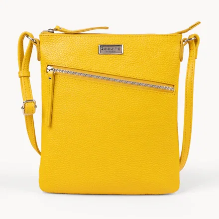 'ROSY' Sunflower Pebble Grain Real Leather Crossbody Bag