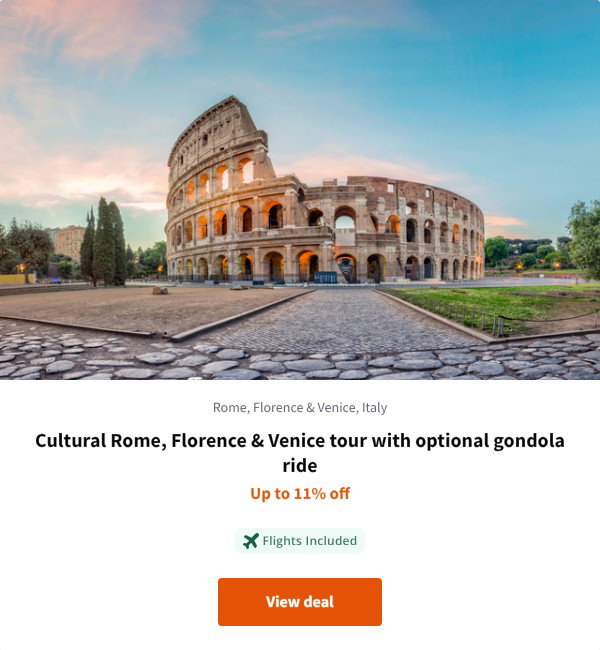Cultural Rome, Florence & Venice tour with optional gondola ride