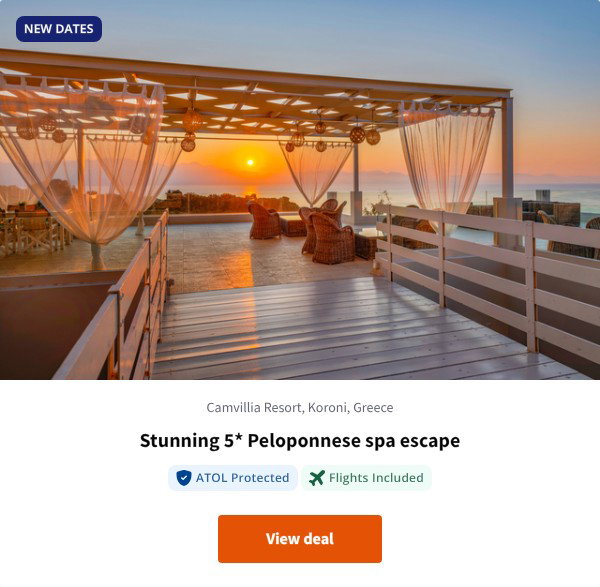 Stunning 5* Peloponnese spa escape