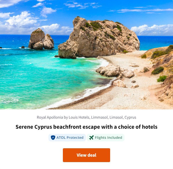 Serene Cyprus beachfront escape with a choice of hotels