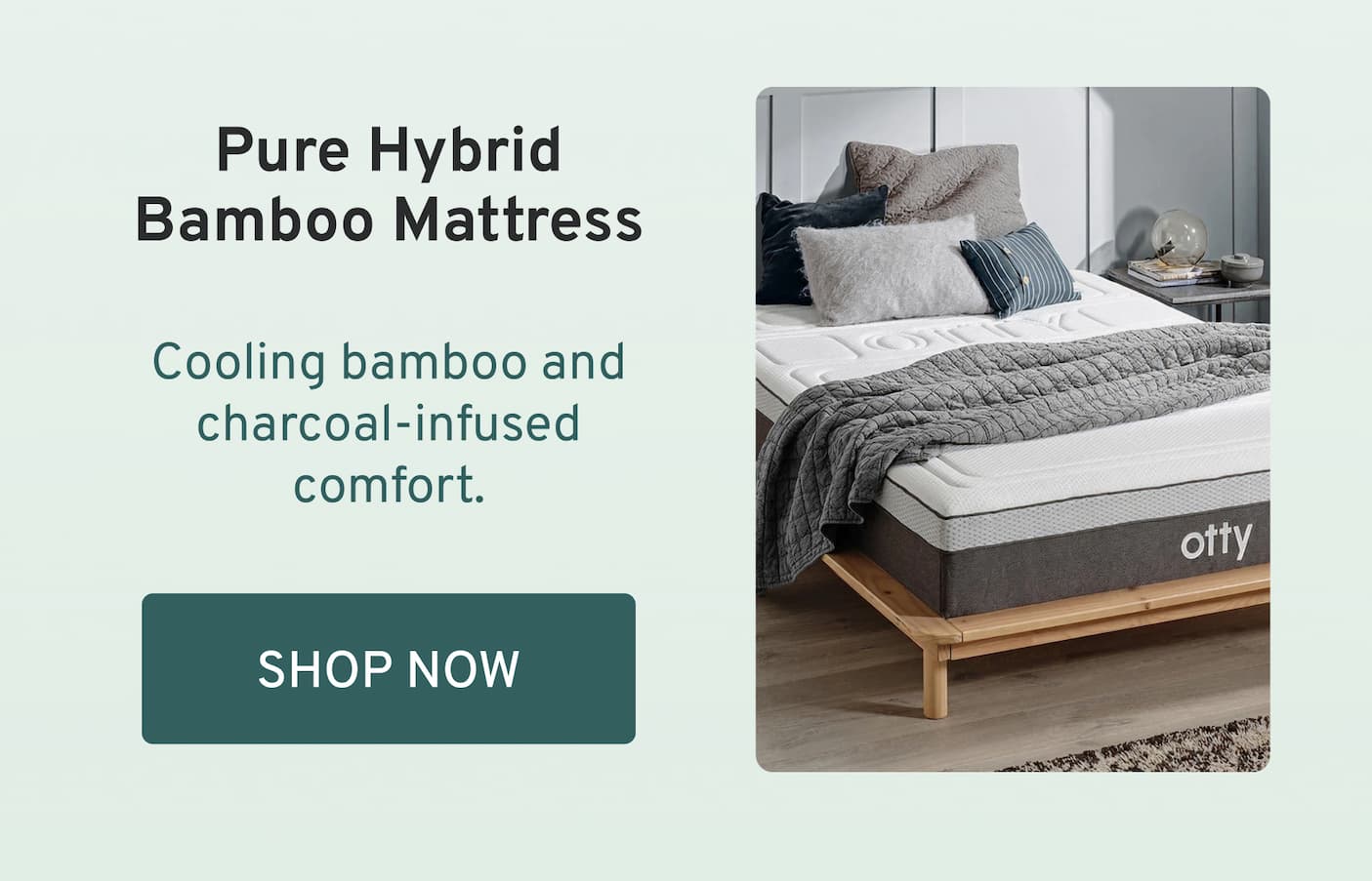 OTTY Pure Hybrid Bamboo Mattress with Charcoal  Cooling bamboo and charcoal-infused comfort.