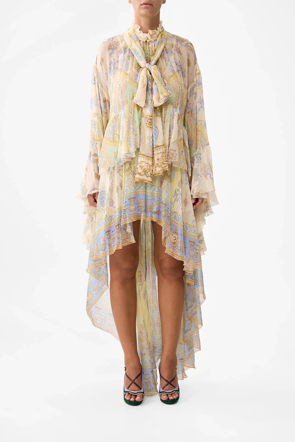 Image of RUFFLE HIGH LOW DRESS WITH LONG SLEEVE EAST OF ISTANBUL