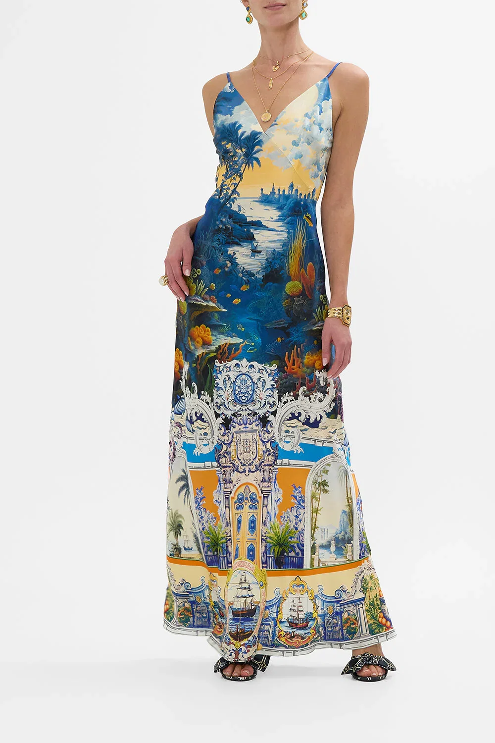Image of V NECK FULL LENGTH BIAS SLIP DRESS SONG OF SAINT ANTHONY