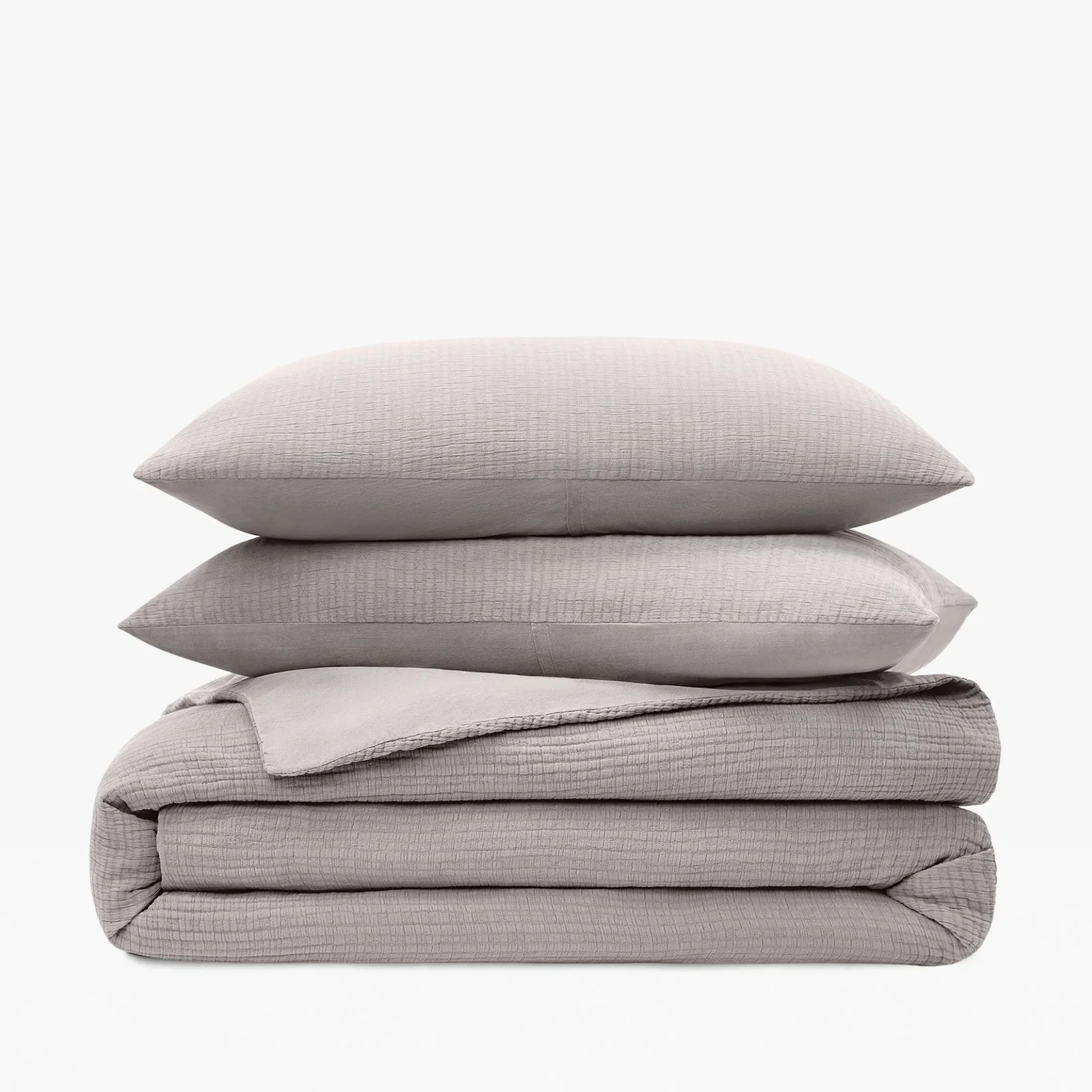 Organic Crinkle Matelasse Duvet Set - Warm Gray