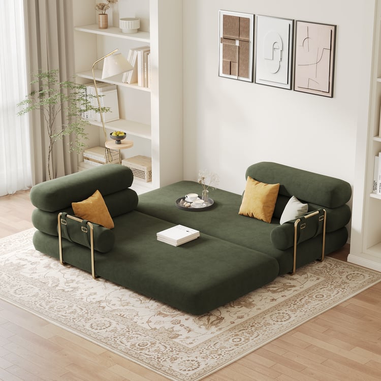 81" Queen 3-Seater Chenille Velvet 4 in 1 Futon Convertible Sleeper Sofa