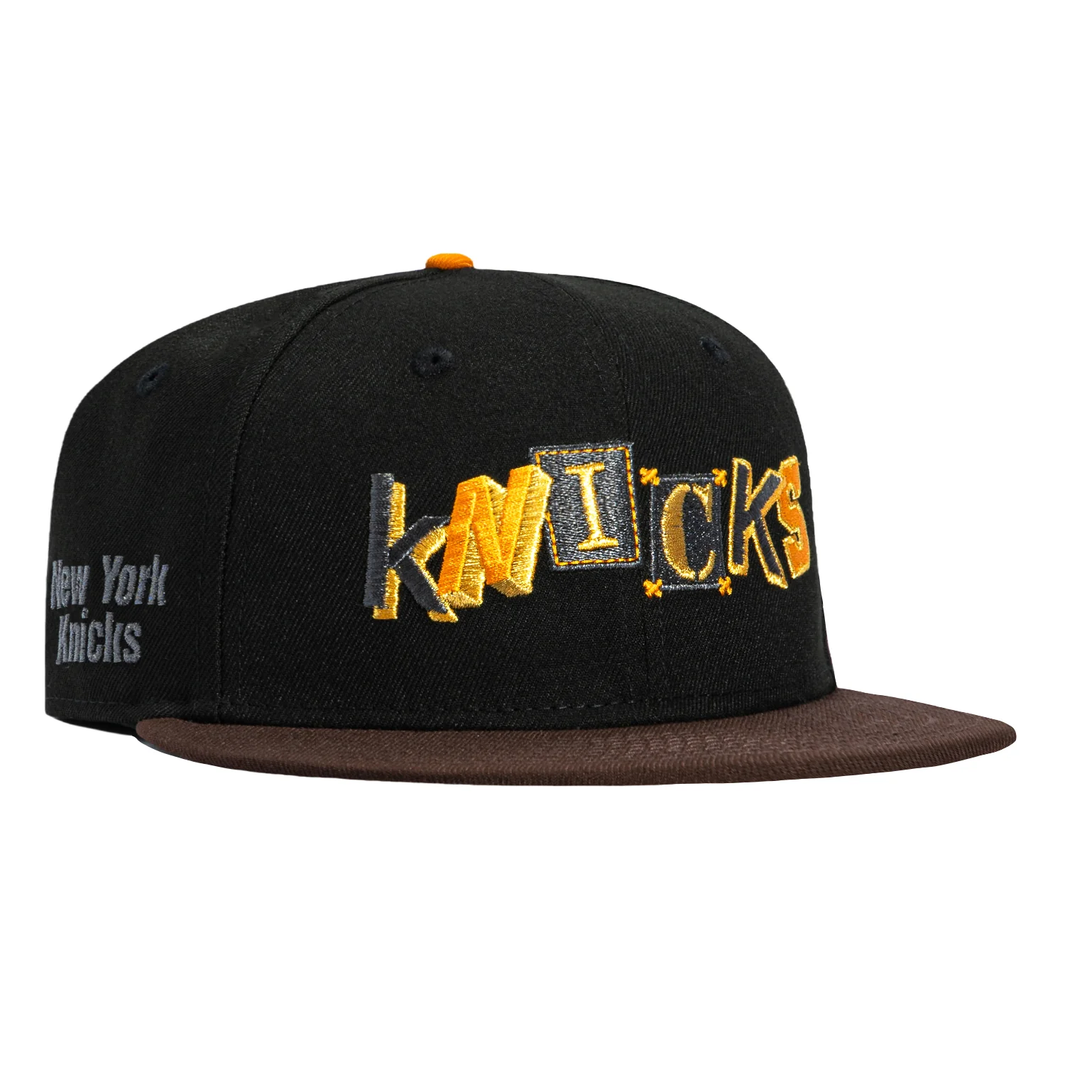 Image of Pre-Order New Era 59Fifty New York Knicks Logo Patch Ransom Hat - Black, Brown