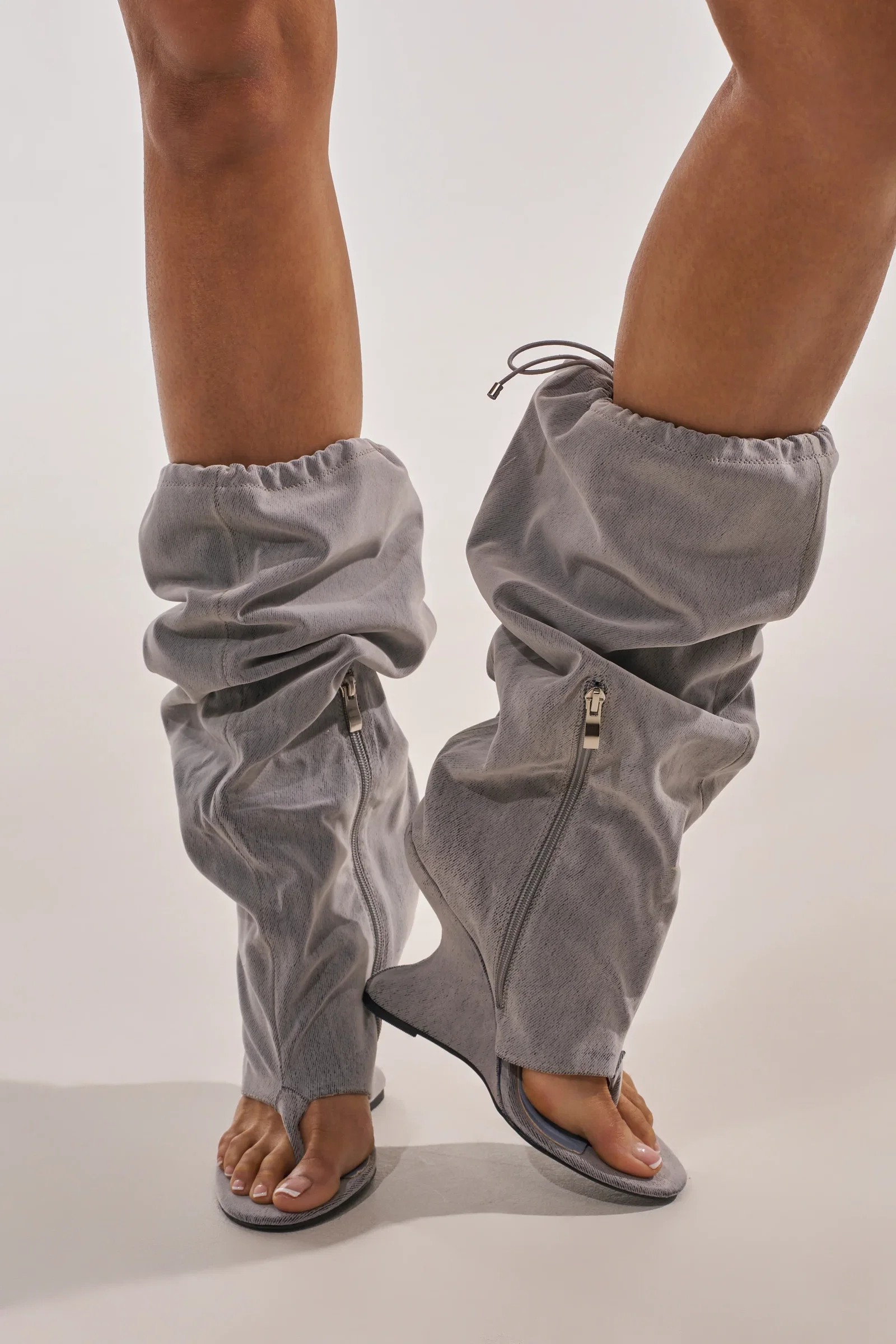 Image of AZALEA WANG XYLAH GREY WEDGE GLADIATOR SANDAL