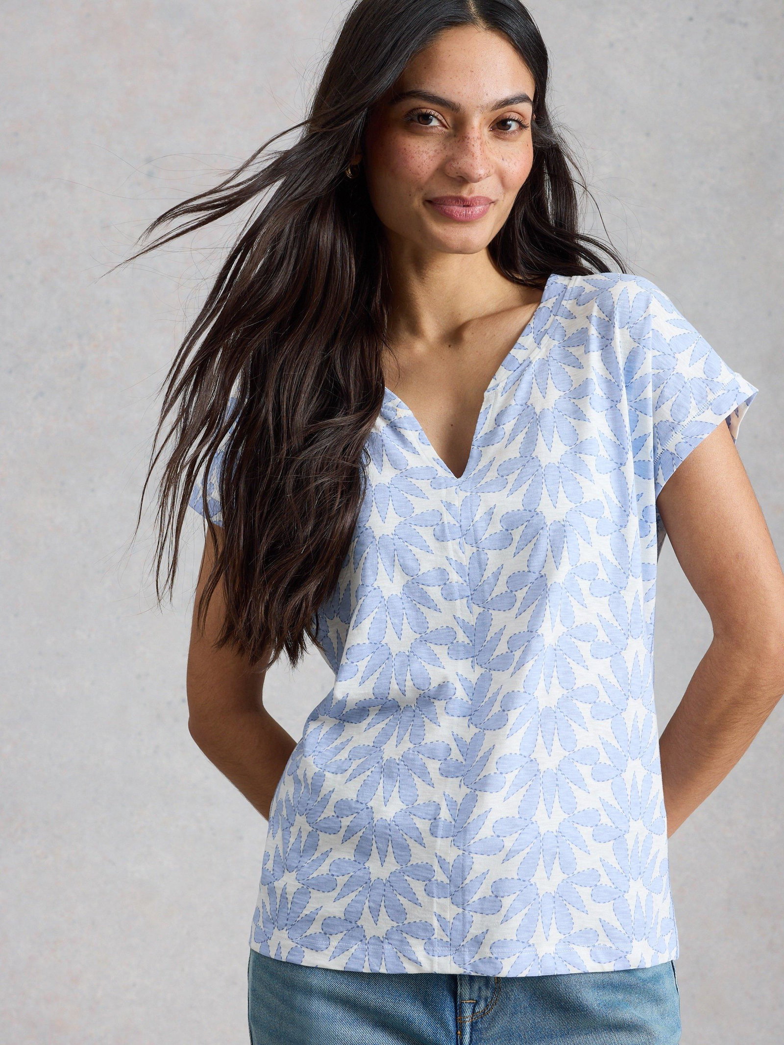 Shop Nelly Notch Neck Tee