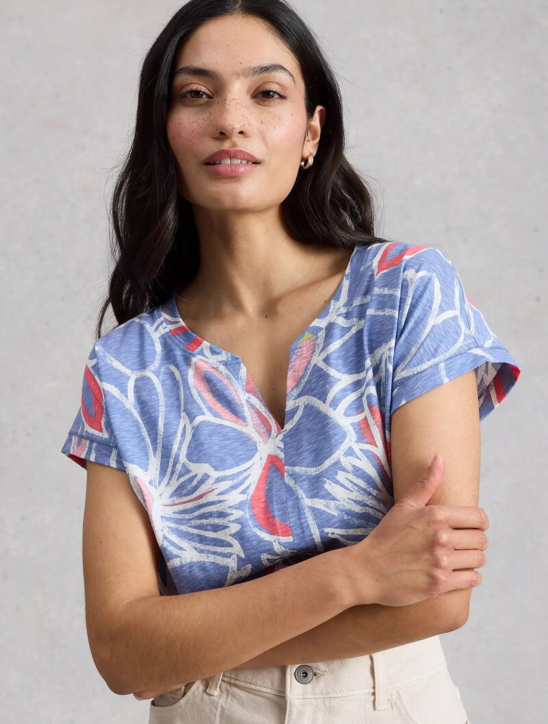 Shop Nelly Cotton Notch Neck TShirt