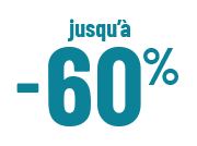 Jusqu'à moins 60 pour cent