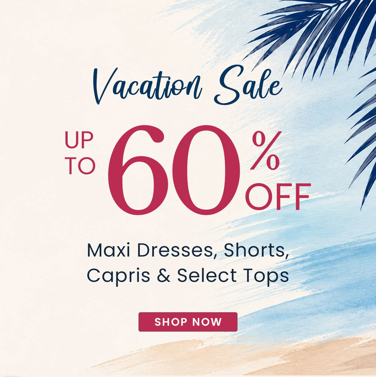 vacation sale up to 60% off