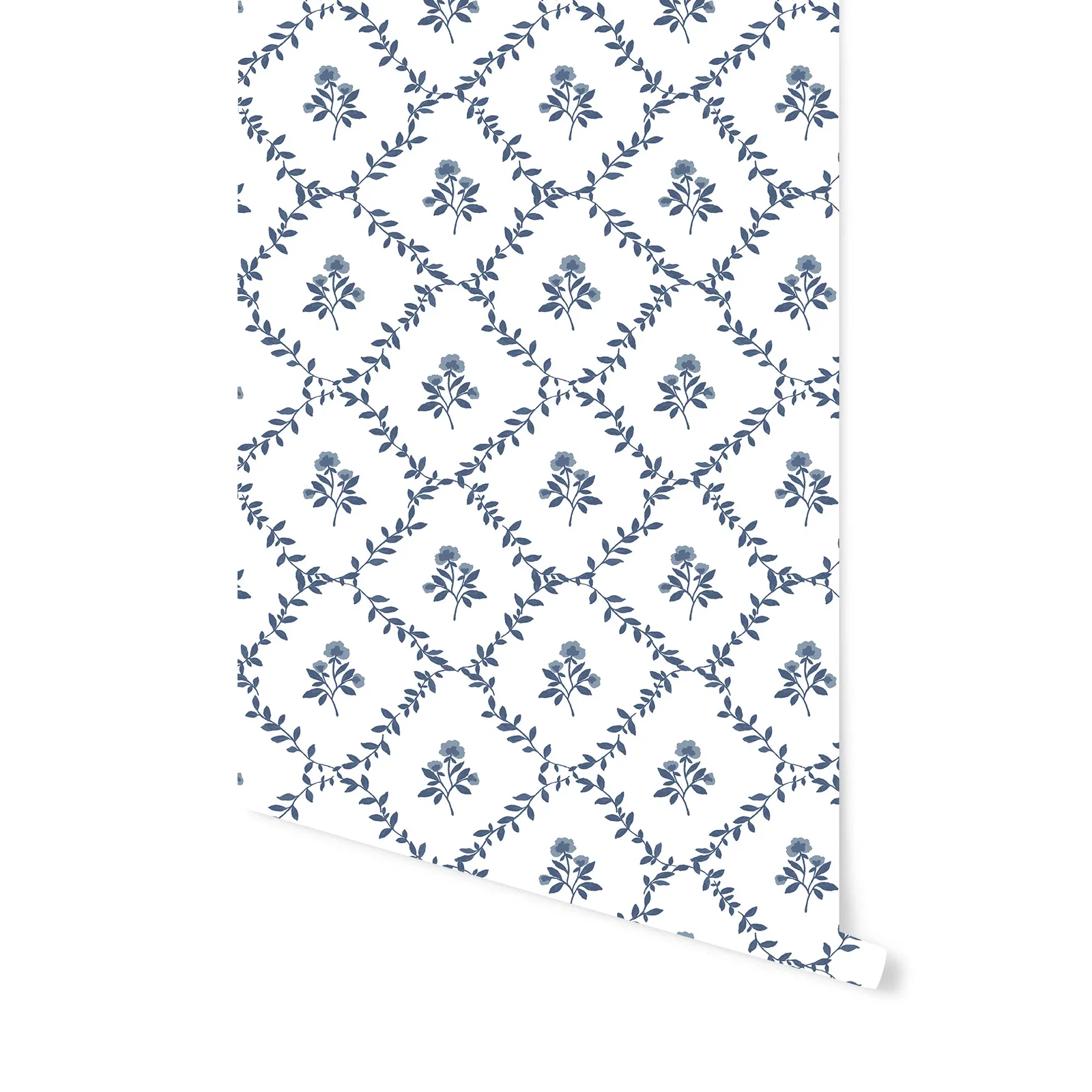 Image of Garden Trellis Wallpaper in Blue