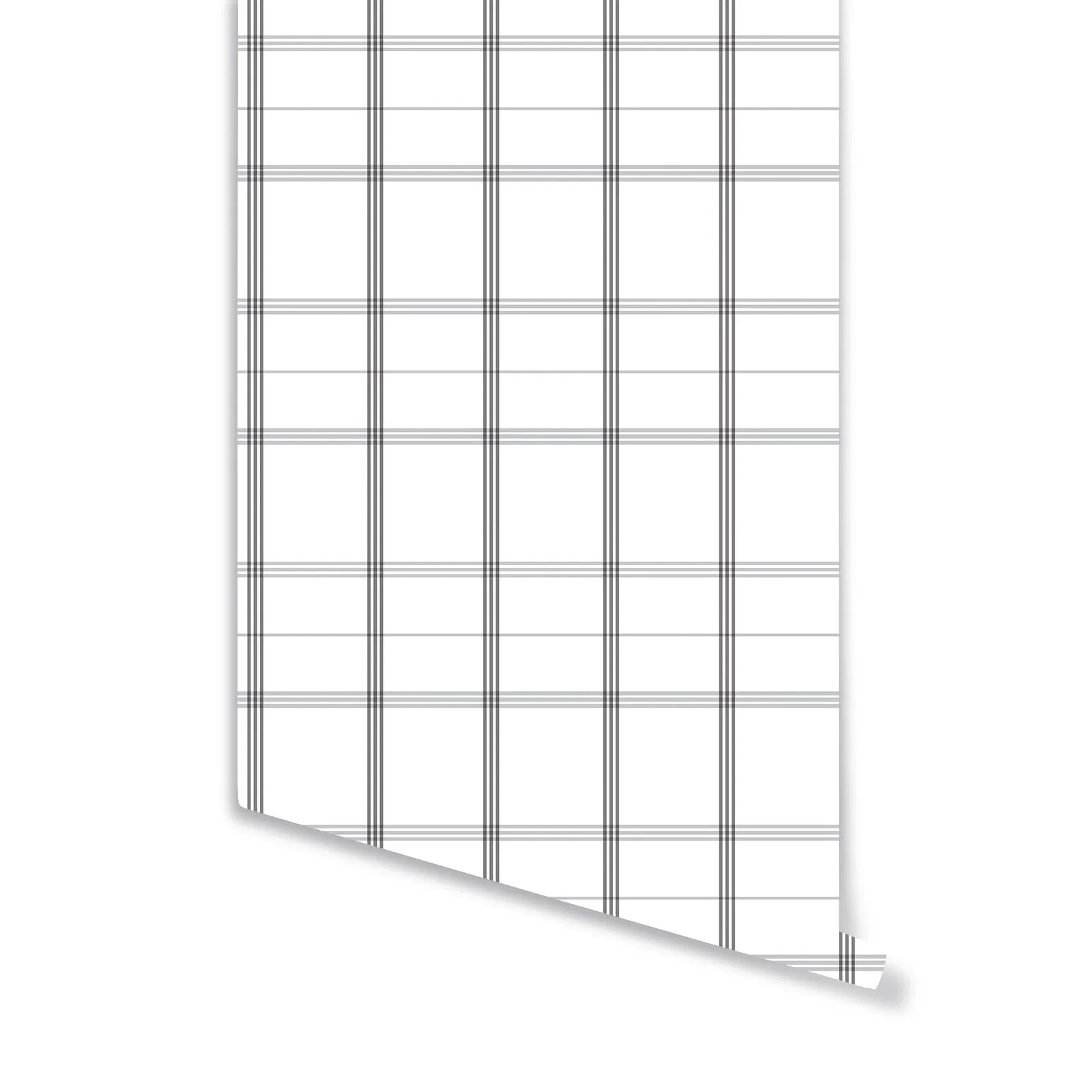 Image of Linden Plaid Wallpaper in Stone Grey